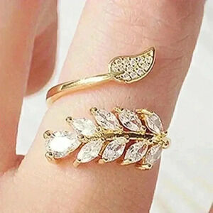 New 18K Gold Over Silver White Sapphire Ring